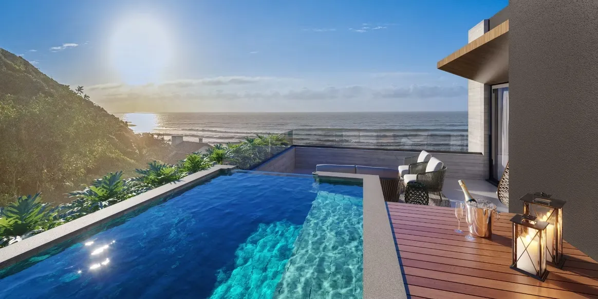Cobertura duplex com piscina exclusiva e vista para o mar