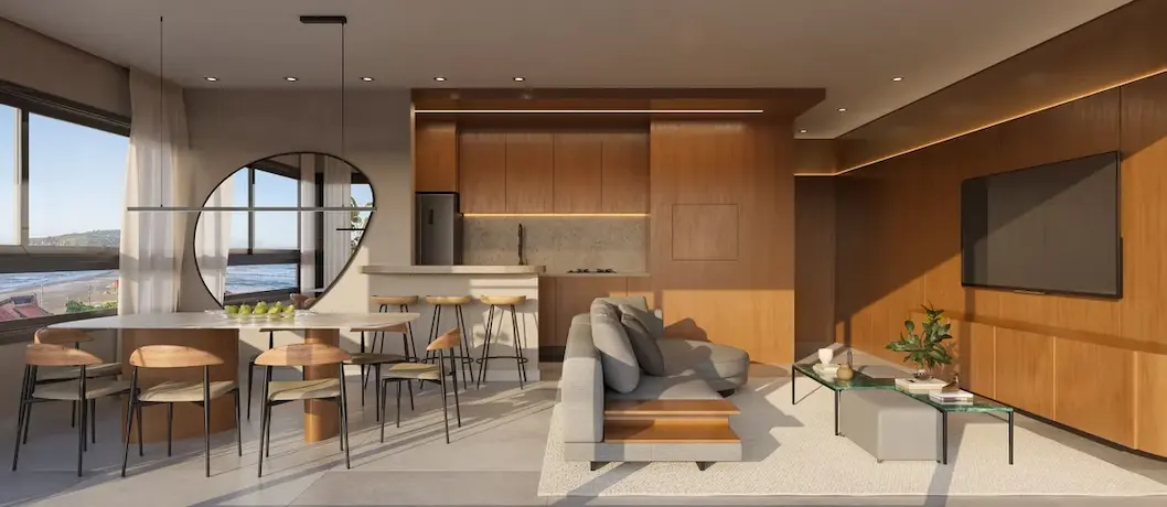 Amplo living integrado, feito para receber.